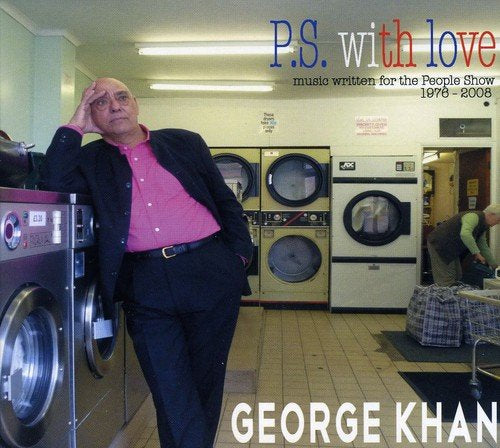"Album cover featuring a man in a laundromat with washing machines and text."