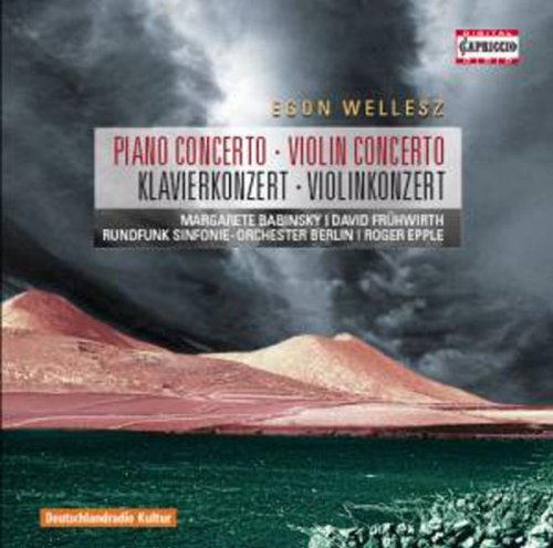 CD cover for Egon Wellesz piano and violin concertos, abstract landscape.