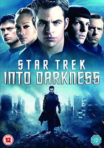 DVD cover art featuring the Star Trek Into Darkness cast above a ruined city.