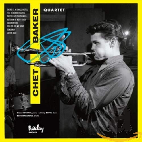 Chet Baker album cover featuring a black and white portrait with trumpet.
