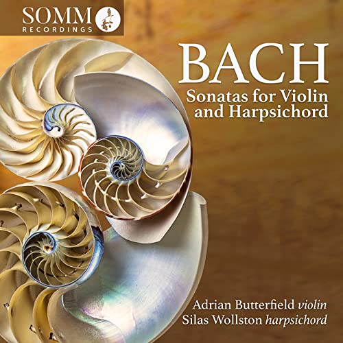 CD cover for Bach’s violin and harpsichord sonatas, featuring nautilus shells.