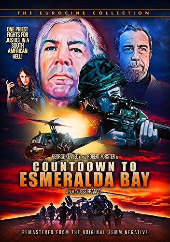 DVD cover for "Countdown to Esmeralda Bay" with soldiers, helicopter, and three main characters.