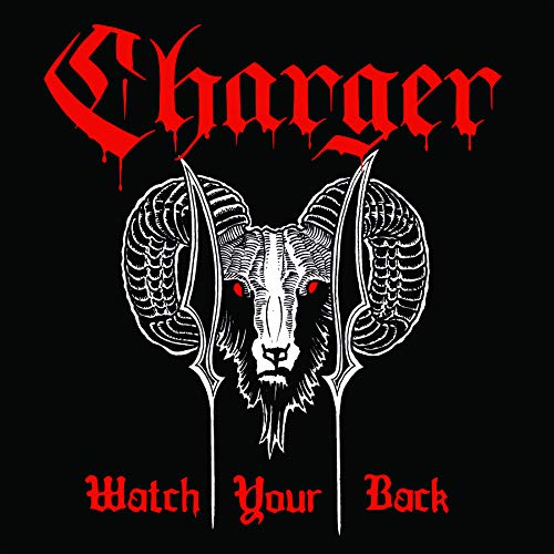 Black album cover with white gothic lettering and a ram’s head.