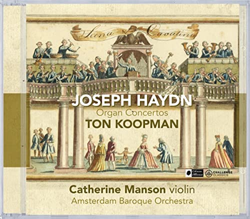 CD cover for Haydn organ concertos featuring musicians and an organ.