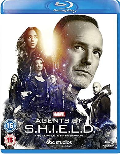 Blu-ray cover for Marvel’s Agents of S.H.I.E.L.D. Season 5 featuring cast portraits.