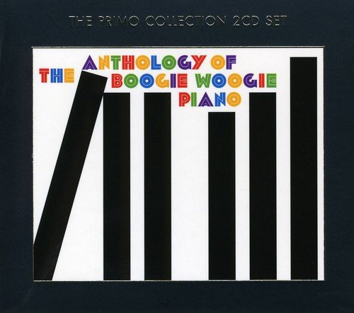 "CD cover with piano keys and multicolored text on dark blue background."
