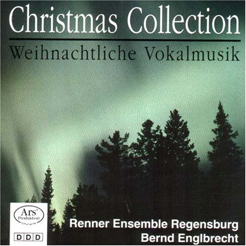 A Christmas music CD cover featuring silhouetted trees against a misty, greenish-gray background.