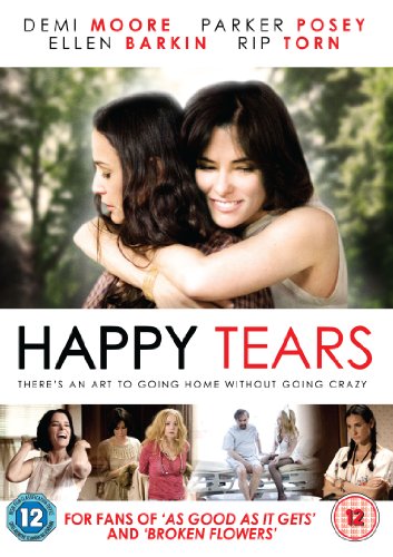 DVD cover for “Happy Tears” featuring two women embracing, cast names above.