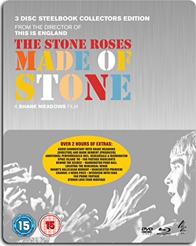 "Grey steelbook case with multicolored title and black-and-white images of hands and a face."