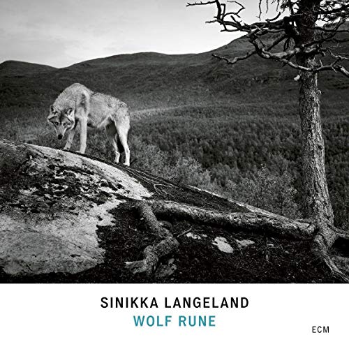 Black and white album cover featuring a wolf in a landscape.