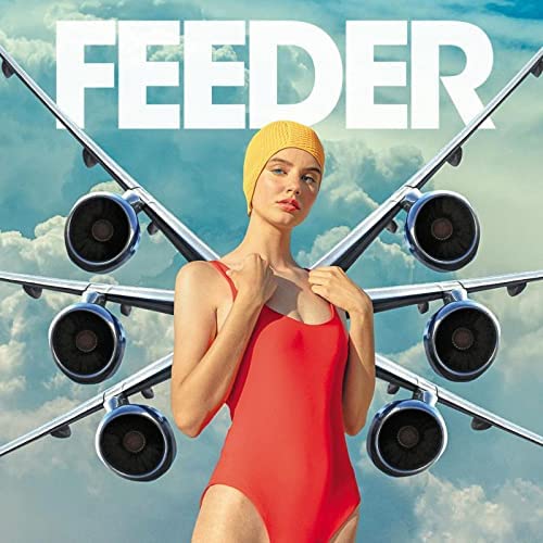 Feeder "Torpedo" CD cover with woman in swimsuit and jet engines.