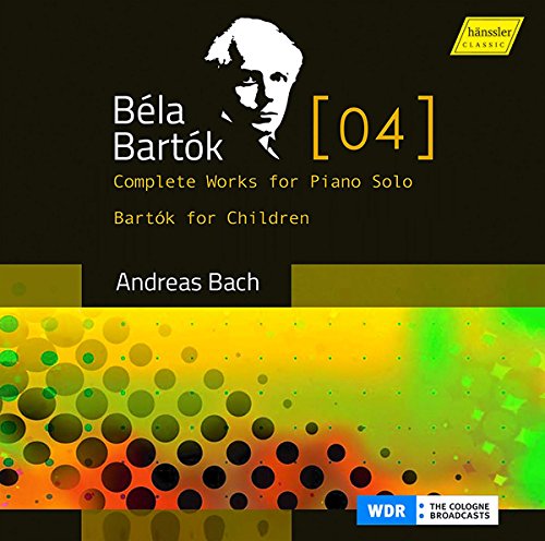 CD cover with Béla Bartók's image and colorful abstract dots design.
