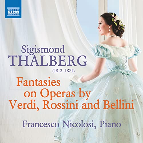 CD cover featuring a woman in a blue gown and musical text.