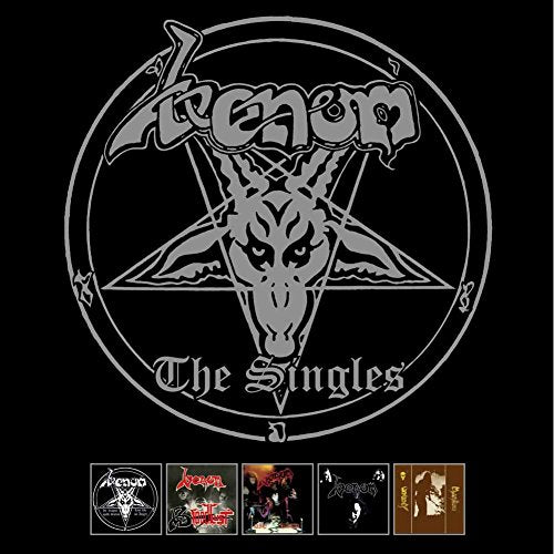 "CD cover art featuring a goat's head in a pentagram with five smaller album covers below."
