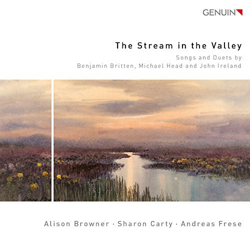 "CD cover with serene landscape painting and artist names on a white background."