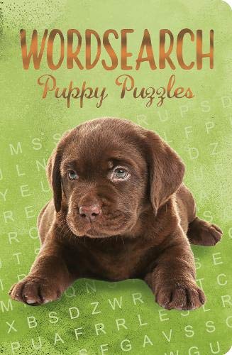 "Book cover featuring a brown puppy on a green background with scattered letters."