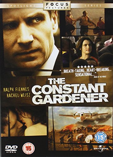 DVD cover for "The Constant Gardener" featuring Ralph Fiennes and Rachel Weisz.