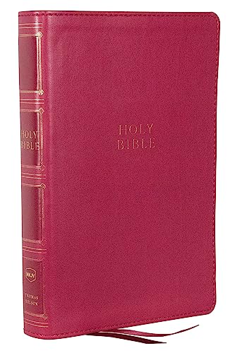 NKJV, Compact Center-Column Reference Bible, Leathersoft, Dark Rose, Red Letter, Thumb Indexed, Comfort Print