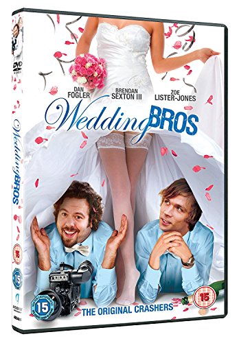 DVD case for "Wedding Bros" with comedic cover art featuring a bride and two men.