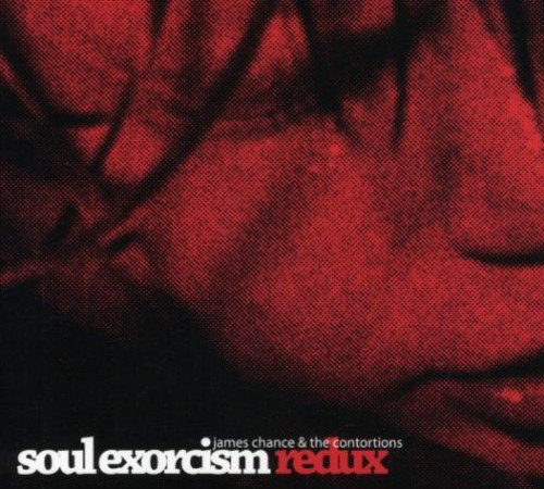 "Album cover with red fabric texture and 'soul exorcism redux' text in white and red."