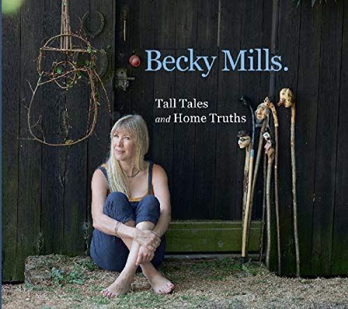 "Becky Mills CD cover featuring a woman sitting by a wooden door."