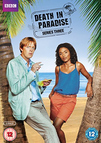 DVD cover featuring two characters on a beach, surrounded by palm trees.