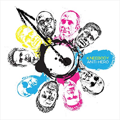 CD cover for Kneebody’s “Anti-Hero” featuring illustrated portraits and instruments.