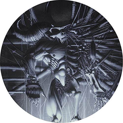 Black and white vinyl record cover with surreal, skeletal imagery.