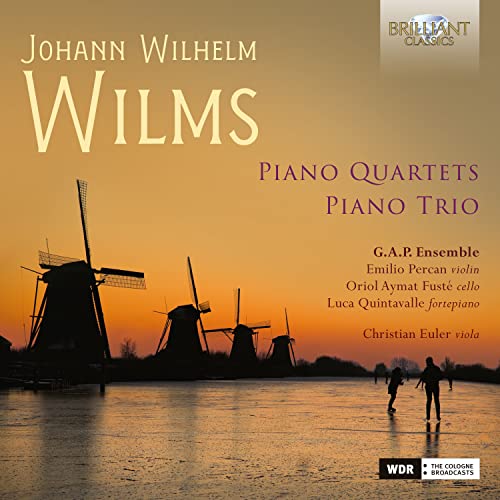 CD cover for Wilms’ piano quartets and trio, featuring windmills.