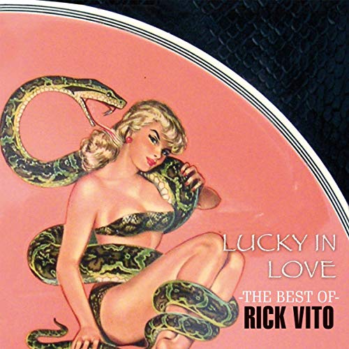 CD cover: blonde woman with a green snake, pink background.