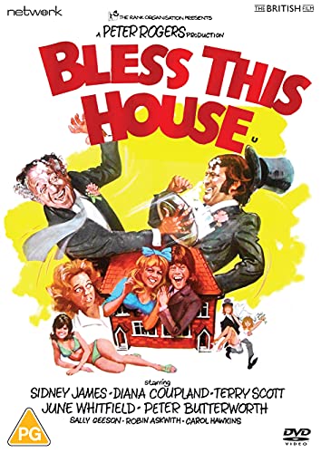 "Bless This House" DVD cover featuring cartoon characters and a house, on a white background.