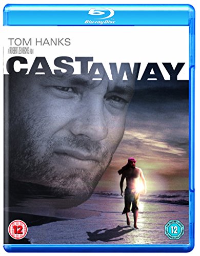 Cast Away" Blu-ray cover featuring Tom Hanks on a beach.