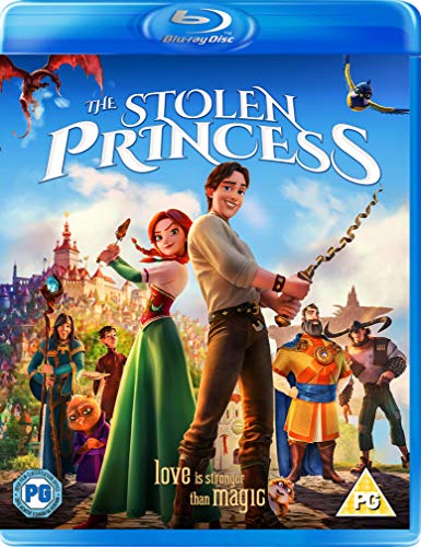 "The Stolen Princess" Blu-ray cover featuring animated characters in medieval attire.