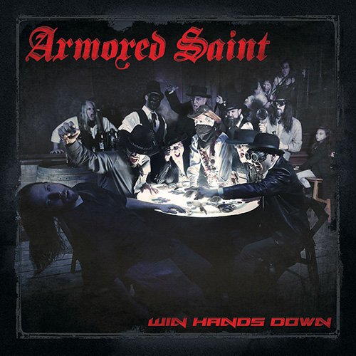 "Album cover art: 'Armored Saint' with dark, dimly lit, medieval-themed illustration and red text."