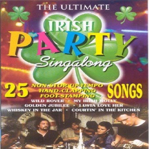 DVD cover for “The Ultimate Irish Party Singalong” featuring people and shamrocks.