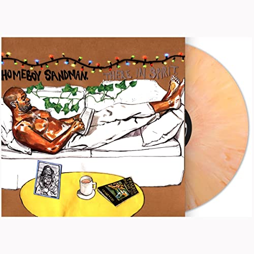 Vinyl record cover featuring a sketched man reading on a couch.