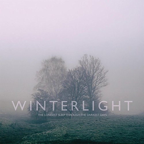 "Album cover with foggy landscape, bare trees, and white text reading 'WINTERLIGHT' and subtitle."