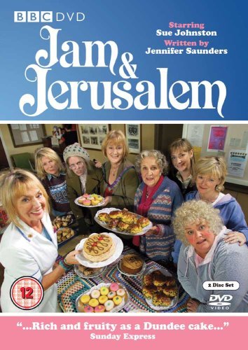 "DVD cover for 'Jam & Jerusalem' featuring a group of smiling women with baked goods."