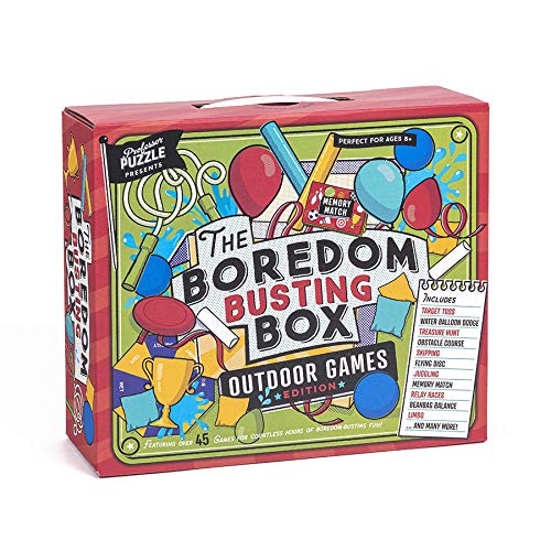 Professor Puzzle The Outdoor Boredom Busting Box - Huge Outdoor Games Set - Over 45 Activities From Treasure Hunt To Limbo