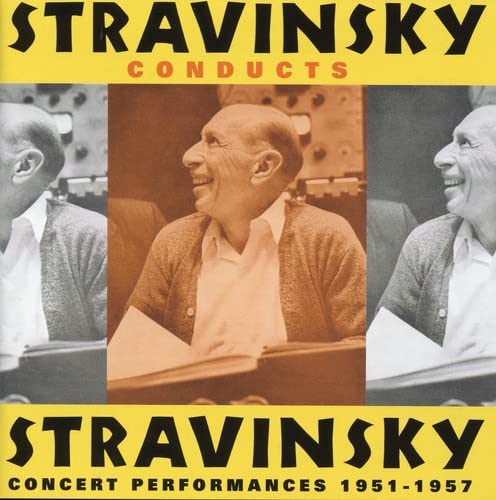 CD cover: Igor Stravinsky, three portraits, conducting, 1951-1957.