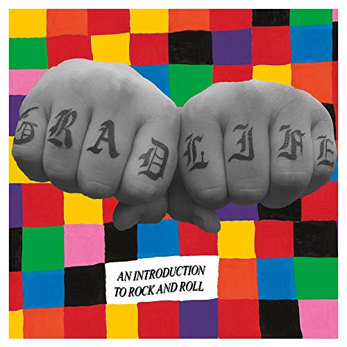Vinyl record cover: clenched fist with text over colorful squares.