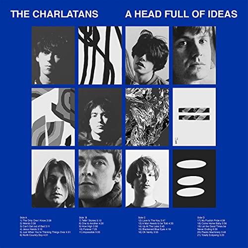 Album cover for The Charlatans’ “A Head Full Of Ideas,” grid of portraits.