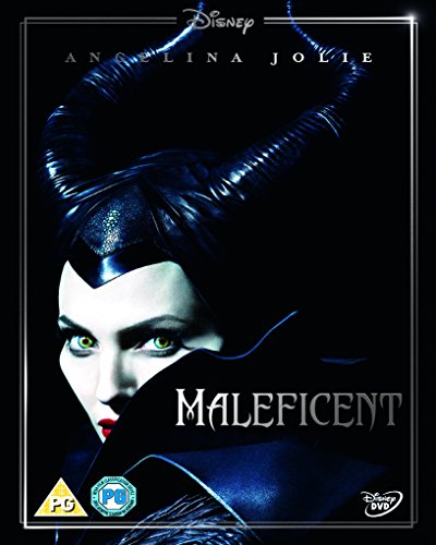 Maleficent Blu-ray cover featuring Angelina Jolie as the horned fairy.