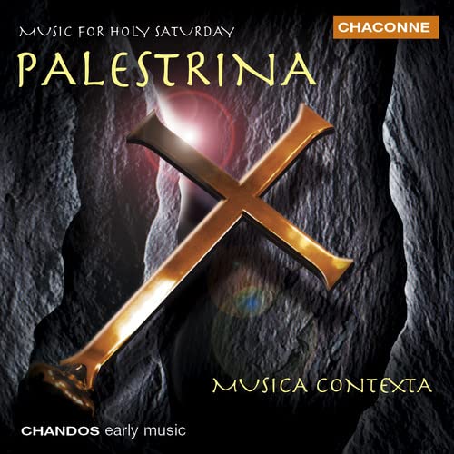 CD cover for Palestrina’s “Music for Holy Saturday” with a golden cross.
