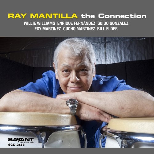 Album cover featuring a man resting on bongo drums with gray hair.