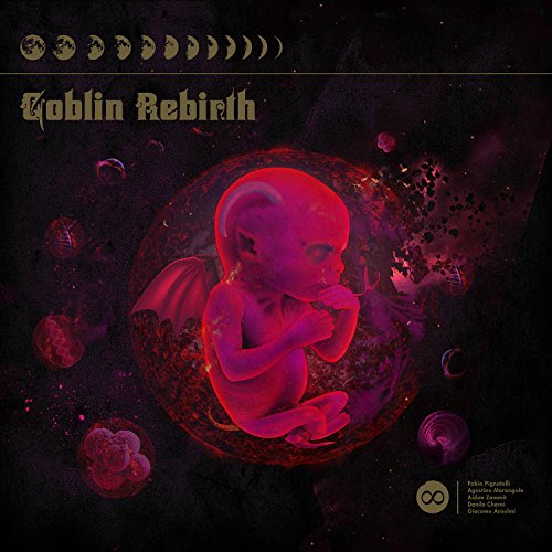 "Album cover featuring a red, fetal goblin in a womb-like sphere against a dark background."