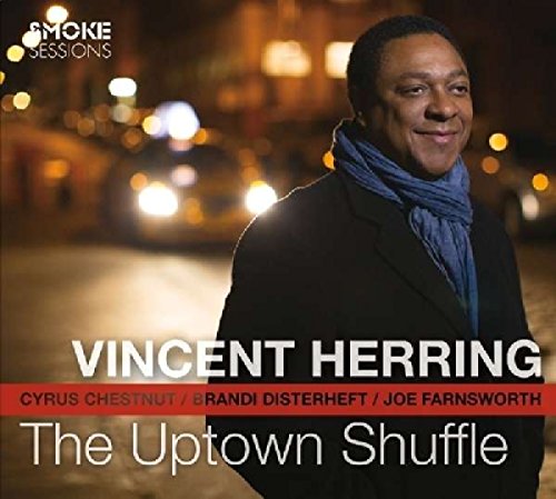 CD cover featuring portrait of Vincent Herring with city lights background.