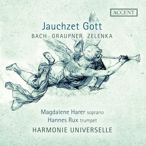 CD cover: angel playing trumpet, light green background, text details.