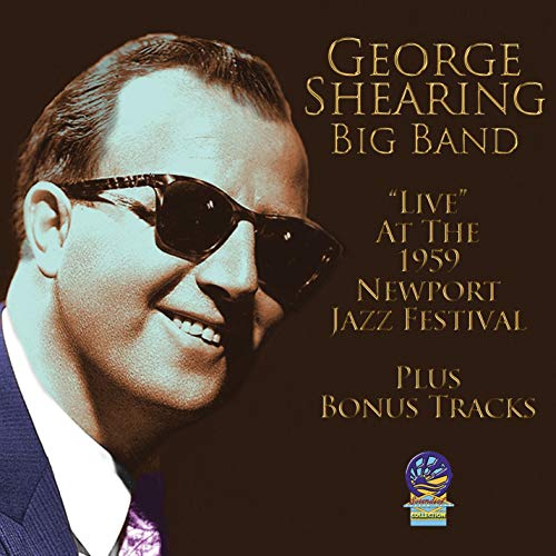 Album cover with George Shearing in sunglasses, brown background, and gold text.
