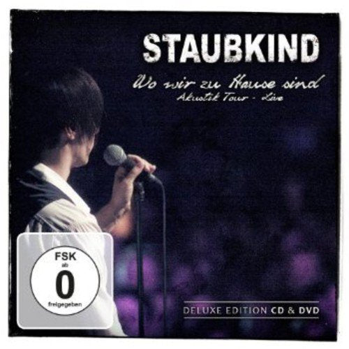 Staubkind album cover featuring a singer with a microphone on stage.